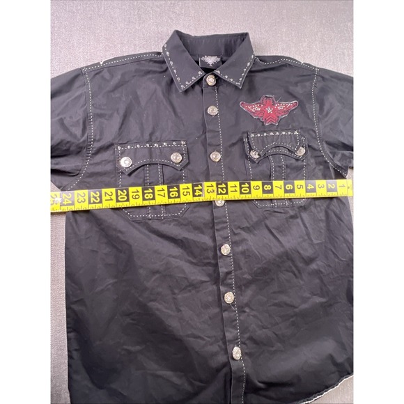 Vintage Hama Shirt Men's XL Embroidered Studded Jeweled Rhinestone Black Y2K - Picture 8 of 10